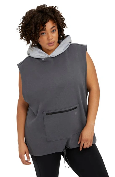 Tomboyx Hero Sleeveless Cotton Blend Hoodie In Smoke