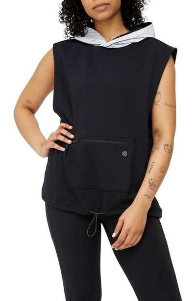 Shop Tomboyx Hero Sleeveless Hoodie In Black