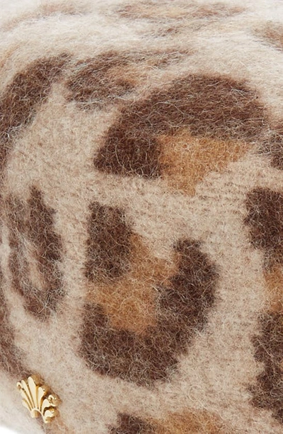 Shop Lele Sadoughi Animal Wool Blend Knit Beret In Leopard