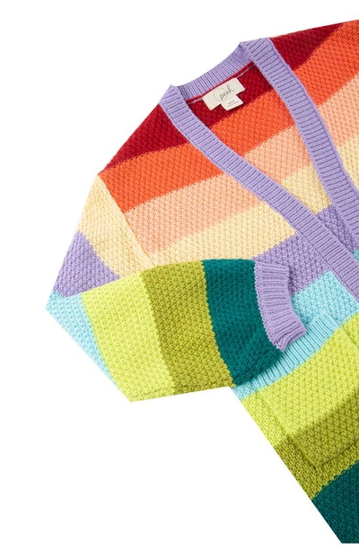 Shop Peek Aren't You Curious Kids' Stripe Textured Knit Cardigan In Multi