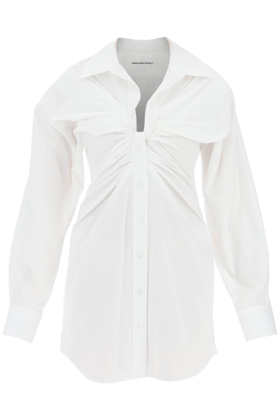 Shop Alexander Wang Poplin Dress With Knot Placket In White