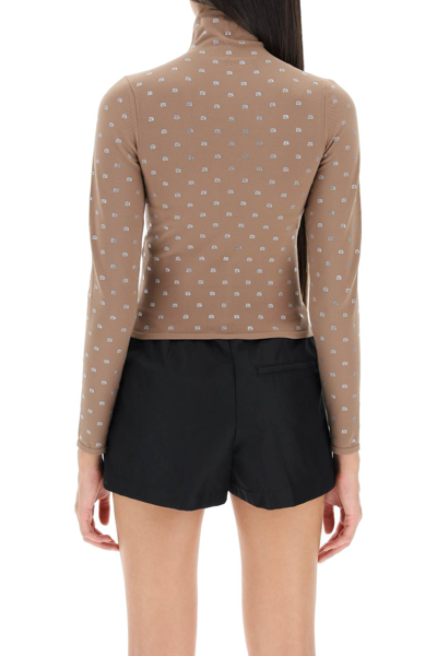 Shop Alexander Wang Crystal Logo Top In Beige