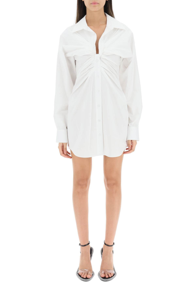 Shop Alexander Wang Poplin Dress With Knot Placket In White