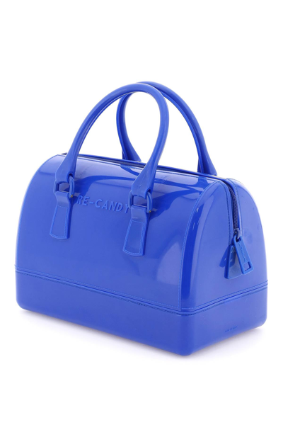 Shop Furla Recycled Tpu Candy Boston S Bag In Blue