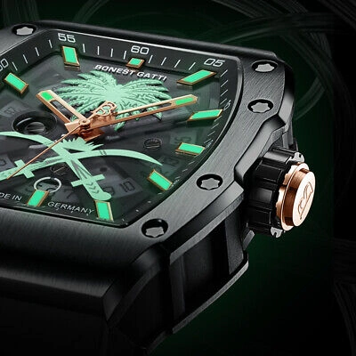 Pre-owned Bonest Gatti Men Automatic Watch Luxury Fashion Tonneau Mechanical Wristwatch