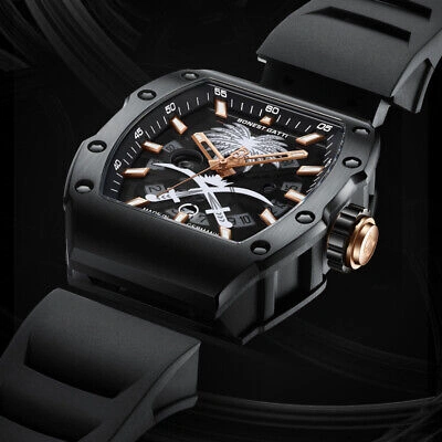 Pre-owned Bonest Gatti Men Automatic Watch Luxury Fashion Tonneau Mechanical Wristwatch