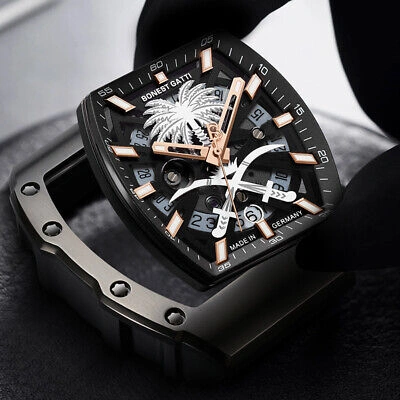 Pre-owned Bonest Gatti Men Automatic Watch Luxury Fashion Tonneau Mechanical Wristwatch