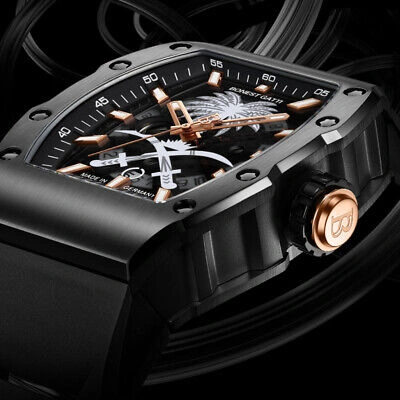Pre-owned Bonest Gatti Men Automatic Watch Luxury Fashion Tonneau Mechanical Wristwatch