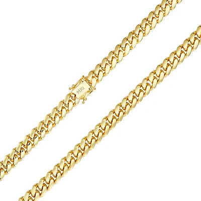 Pre-owned Nuragold 14k Yellow Gold Solid 8mm Mens Miami Cuban Link Chain Necklace Box Clasp 26"