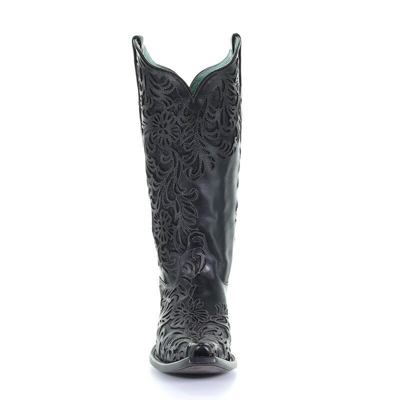 Pre-owned Corral Boots Women's Black Full Inlay Boot By Corral G1417