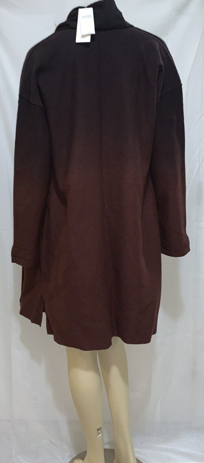 Pre-owned Eileen Fisher Brownstone Ombre Boiled Wool Sweater Coat Petite Medium