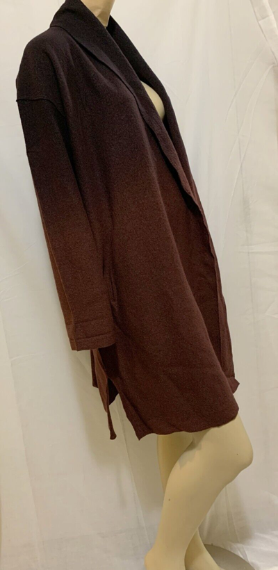 Pre-owned Eileen Fisher Brownstone Ombre Boiled Wool Sweater Coat Petite Medium