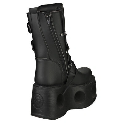 Pre-owned New Rock Rock Boot Metallic M-373-vc2 Unisex Black Platform Boots In Gray