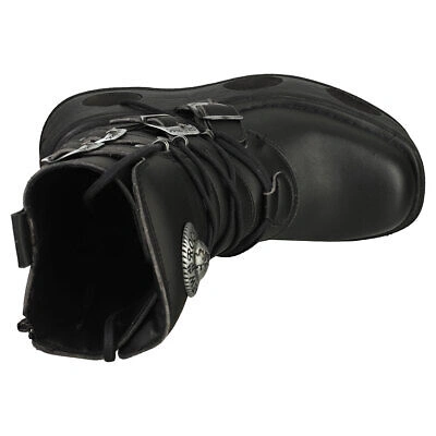 Pre-owned New Rock Rock Boot Metallic M-373-vc2 Unisex Black Platform Boots In Gray