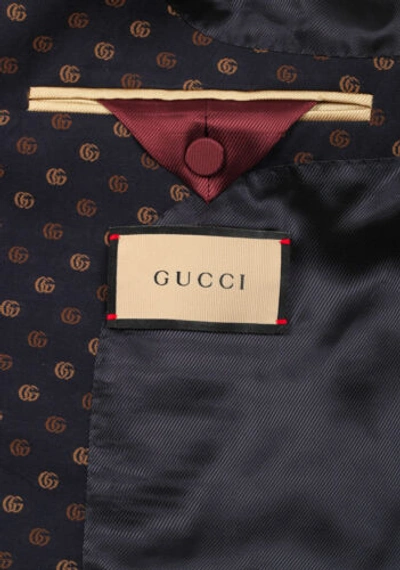 Pre-owned Gucci Blue Gg Signature Blazer Sport Coat Size 50 It / 40r U.s.