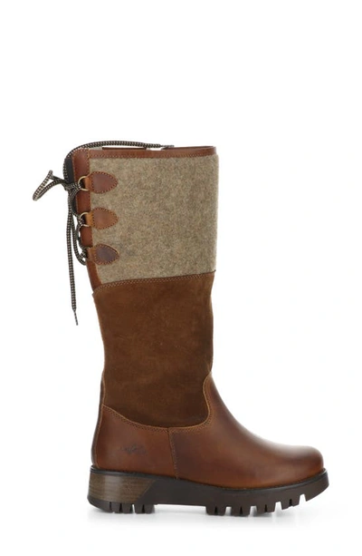 Bos. & Co. Goose Primaloft® Waterproof Boiled Wool Mid Calf Boot In Cognac/redwood/beige