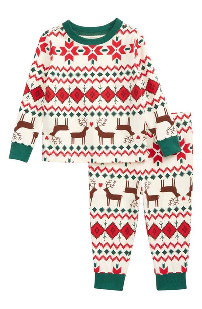 Shop Nordstrom Kids' Matching Family Moments Fitted Two-piece Pajamas In Ivory Egret Fairisle Dream