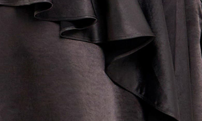 Endless Rose Waterfall Ruffle Satin Maxi Skirt In Black