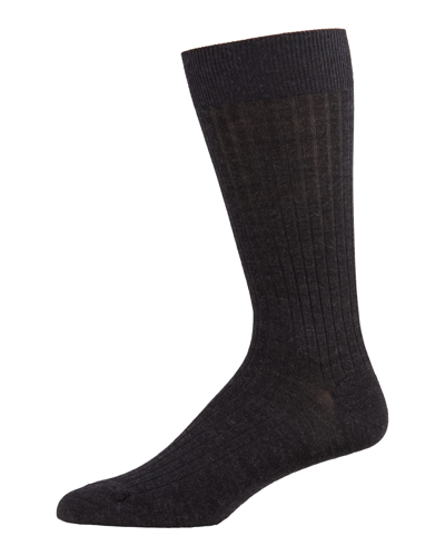 Shop Marcoliani Wool Dress Socks In Charcoal