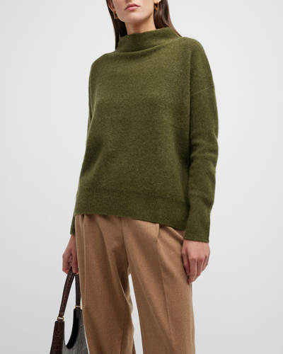 Shop Vince Boiled Cashmere Funnel-neck Pullover In H Bay Leaf