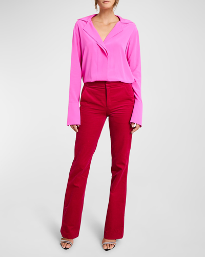 Shop A.l.c Ford Mid-rise Slim Straight Pants In Electric P