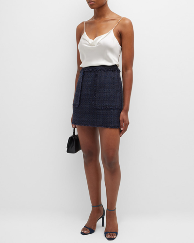 Shop Cinq À Sept Jaycie Boucle Mini Skirt In Navy