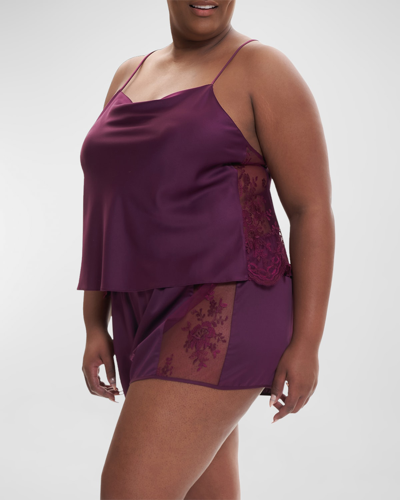 Shop Rya Collection Plus Size Darling Lace-trim Pajama Set In Aubergine