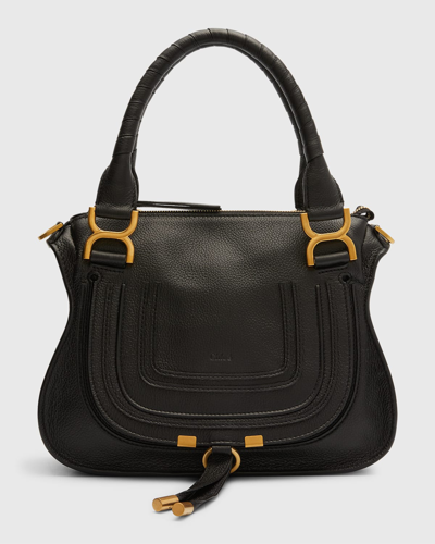 Chloé Marcie Small Satchel Bag In Grained Calfskin In Black