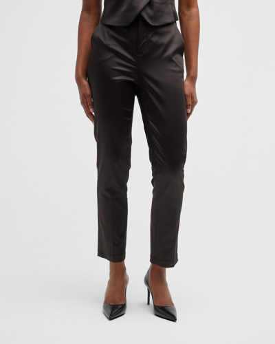 Shop L Agence Logan Satin Trousers In Black