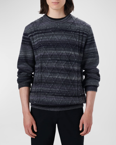 Shop Bugatchi Men's Striped Wool-blend Knit Sweater In Caviar