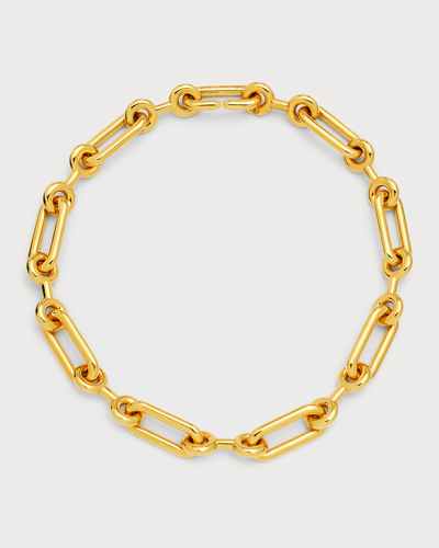 Shop Charlotte Chesnais Original Binary Chain Short Necklace In Gold Vermeil