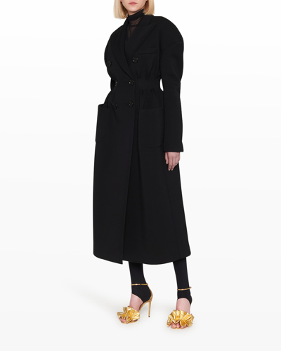 Shop Dolce & Gabbana Double-breasted Long Coat In Black