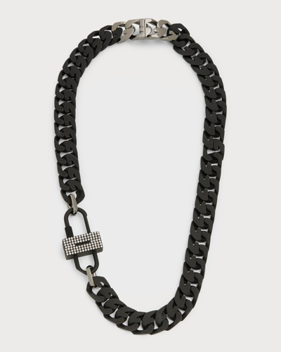 Shop Givenchy Men's Crystal Pavé G-chain Necklace In Black