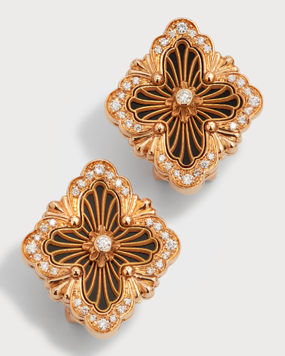 Shop Buccellati Opera Tulle 18k Gold Onyx Diamond Earrings