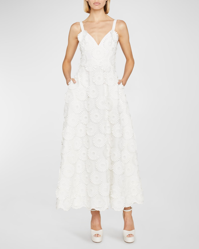 Shop Elie Saab Floral Applique Tulle Gown In Optic White
