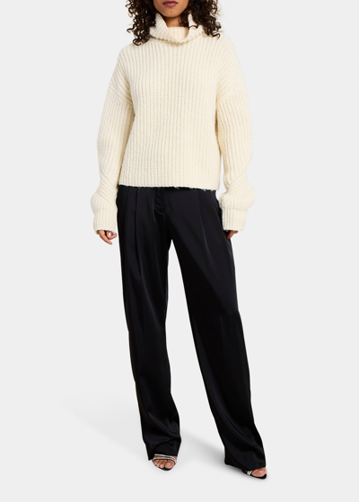 Shop A.l.c Clayton Crisscross Open-back Turtleneck Sweater In Natural