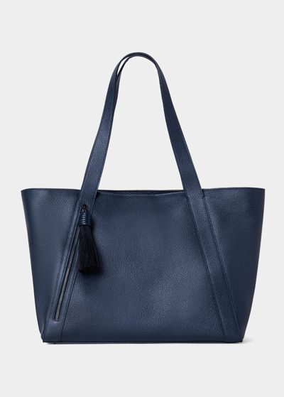 Shop Akris Alexa Zip Leather Tote Bag In Blue