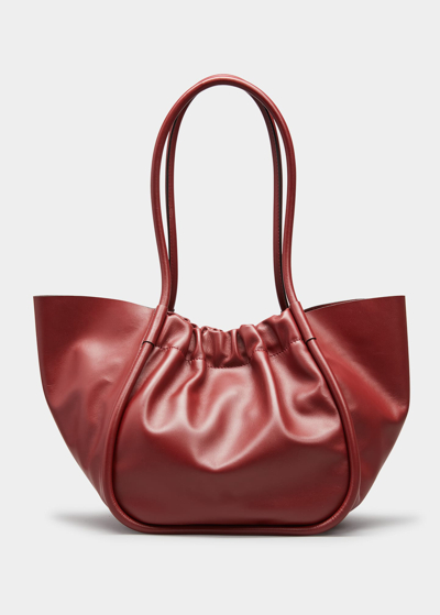 Shop Proenza Schouler Large Ruched Smooth Leather Tote Bag In Burgundy