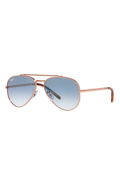Ray Ban 58mm Gradient Pilot Sunglasses In Rose Gold