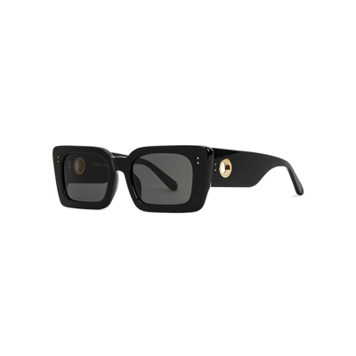 Shop Linda Farrow Luxe Nieve Black Square-frame Sunglasses