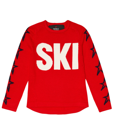 Shop Perfect Moment Intarsia Wool Sweater In Red/navy Star