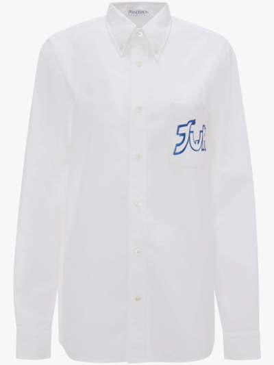 Shop Jw Anderson Run Hany Chest And Back Embroidery Shirt In White