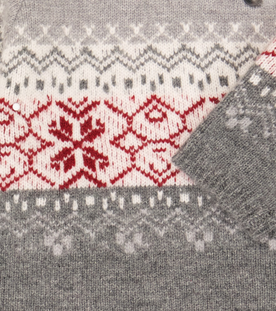 Shop Tartine Et Chocolat Baby Wool Intarsia Knit Sweater In Gris Chine Fonce