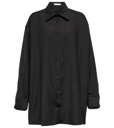Shop The Row Luka Wool And Mohair Shirt In Onyx