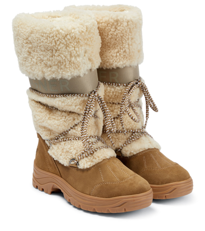 Shop Bogner Alta Badia Shearling And Suede Boots In Nature