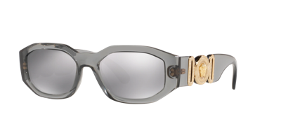 Shop Versace Man Sunglass Ve4361 Biggie In Light Grey Mirror Silver