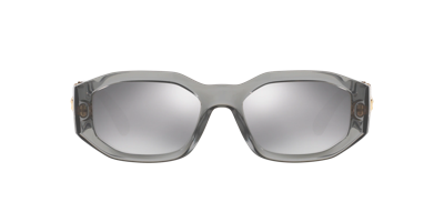 Shop Versace Man Sunglass Ve4361 Biggie In Light Grey Mirror Silver