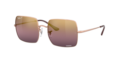 Ray Ban Square 1971 Chromance Sunglasses Rose Gold Frame Red Lenses Polarized 54-19 In Rot