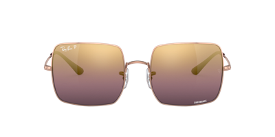 Ray Ban Square 1971 Chromance Sunglasses Rose Gold Frame Red Lenses Polarized 54-19 In Rot