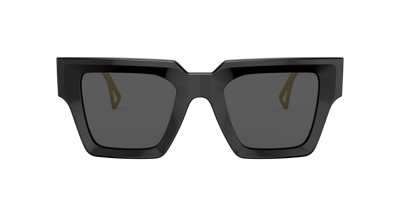 Versace Logo-embossed Square-frame Sunglasses In Dark Grey